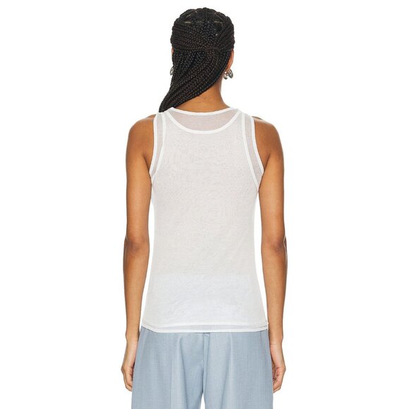 St. Agni Semi Sheer Double Layer Tank Top in White - Picture 3 of 4
